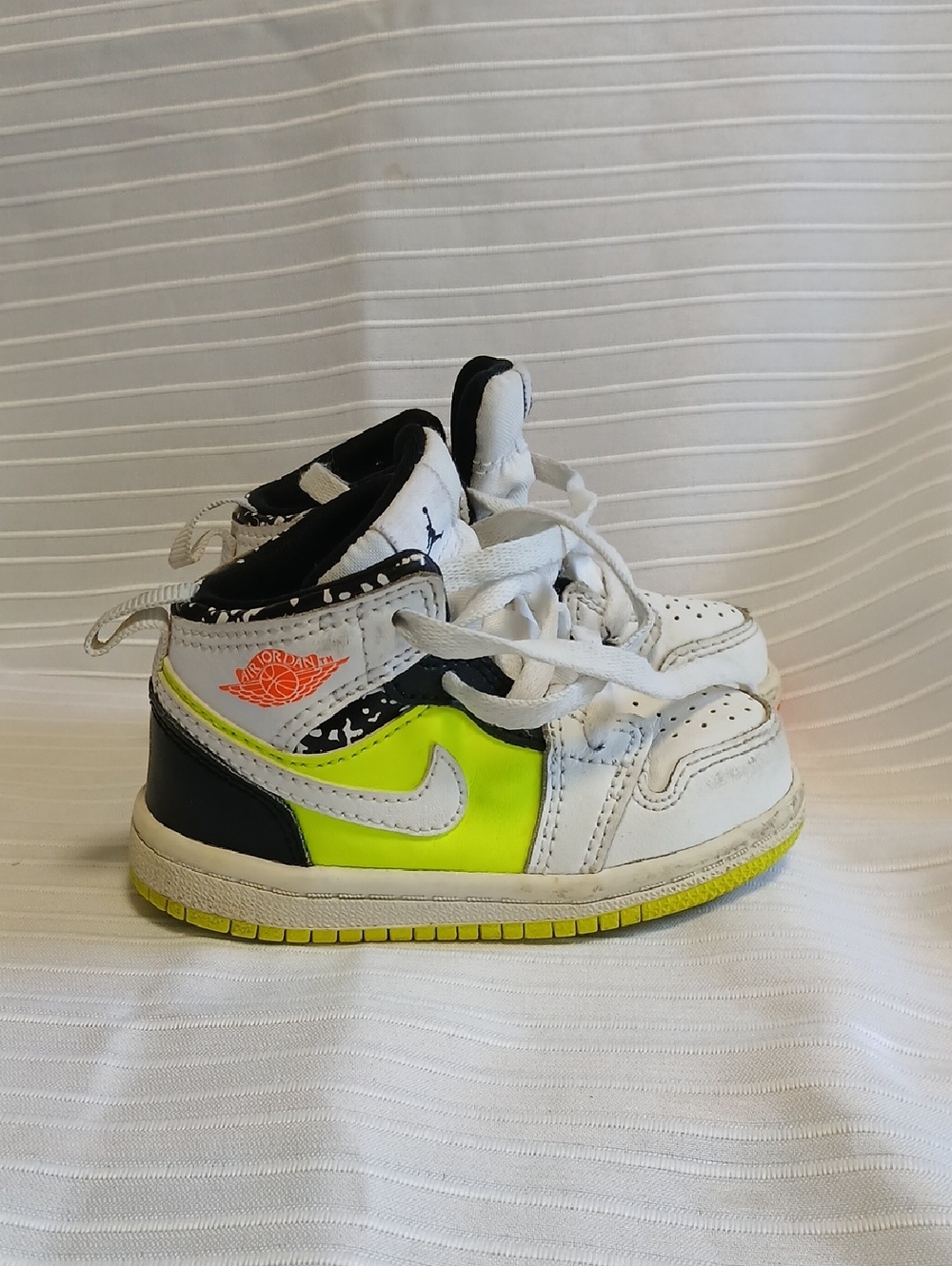 Nike Kids White Neon Yellow & Black High-Top Sneakers